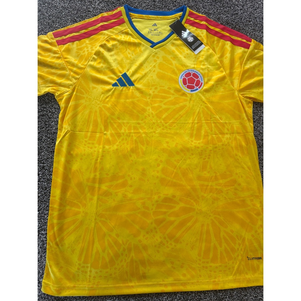 Adidas Colombia National Team Soccer Jersey Yellow Butterfly Climacool 2XL NEW